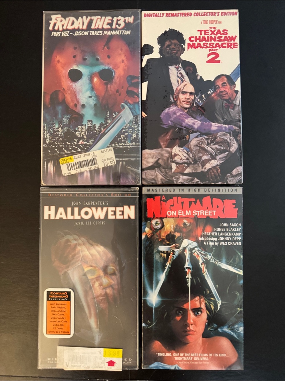 4 Sealed VHS 📼 lot ~ Jason Voorhees, Freddy Krueger, Leatherface, Michael Myers